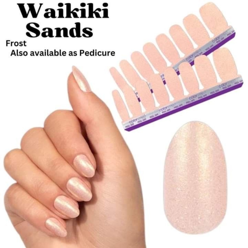 Color Street WAIKIKI SANDS Frosted Champagne Shimmer Nail Strips Set